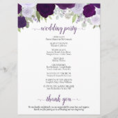 Purple & Plum Floral Programme de mariage téléchar (Dos)