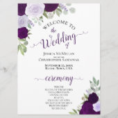 Purple & Plum Floral Programme de mariage téléchar (Devant)