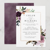Purple Plum Mauve Roses Elopement Faire-part (Devant / Derrière)