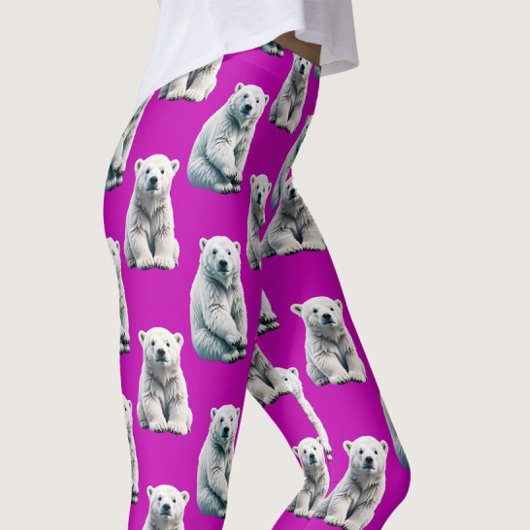Purple Polar Bear Pattern Design  Leggings
