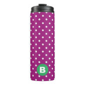 Purple Polka Dot Pattern Green Monogram Thermosbeker (Voorkant)