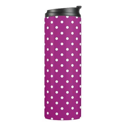 Purple Polka Dot Pattern Green Monogram Thermosbeker (Gedraaid links)