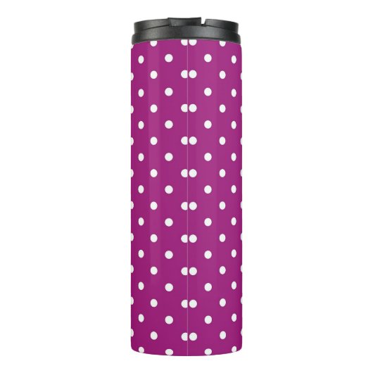 Purple Polka Dot Pattern Green Monogram Thermosbeker (Achterkant)