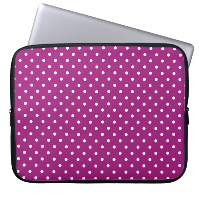 Purple Polka Dot Pattern Laptop Sleeve (Voorkant)