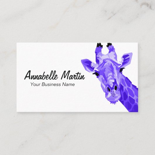 Purple Pop Art Giraffe Carte de visite (Devant)