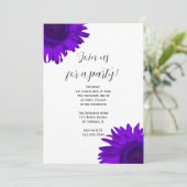 Purple Pop Art Sunflower Invitation (Debout devant)