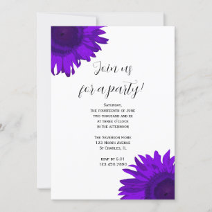 Purple Pop Art Sunflower Invitation