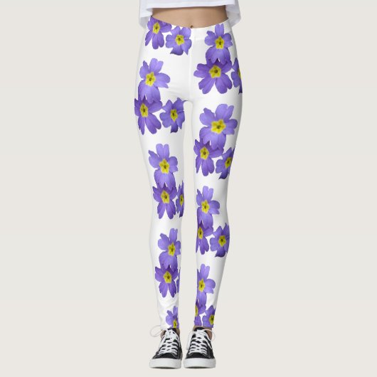 Purple Primula Fleur Blossoms Leggings Personnalis (Devant)