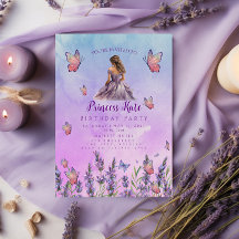 Purple Princess Butterflies Invitation Anniversair