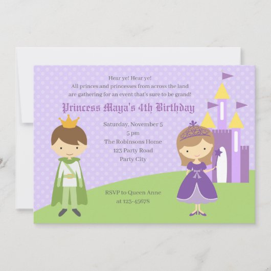 Purple Princess & Green Prince Invitation d'annive (Devant)