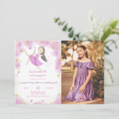 Purple Princess Invitation Anniversaire Avec Photo (Debout devant)