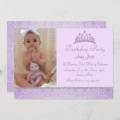 Purple Princess Invitation d'anniversaire (Devant / Derrière)
