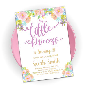 Purple Princess Invitation d'anniversaire