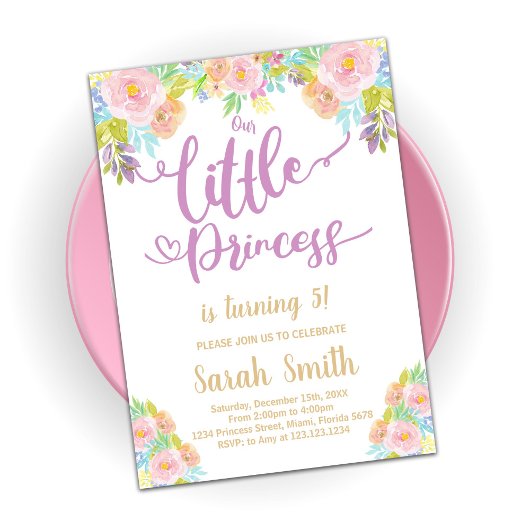 Purple Princess Invitation d'anniversaire