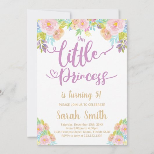 Purple Princess Invitation d'anniversaire (Devant)
