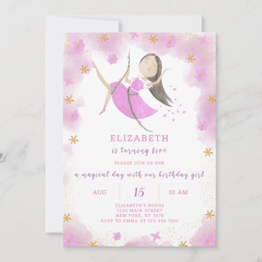 Purple Princess Invitation d'anniversaire (Devant)