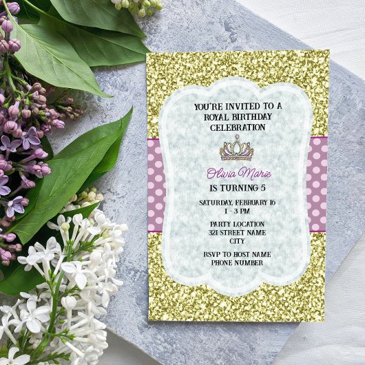 Purple Princess Invitation de fête d'anniversaire