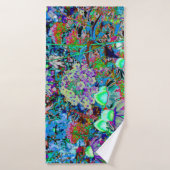 Purple psychédélique et fleurs de jardin vert citr (Serviette de bain)