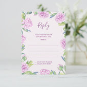 Purple Ranunculus Printemps Mariage Répondre Carte (Debout devant)