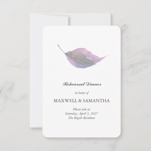 Purple Rehearsal Dinner Invitation  (Devant)