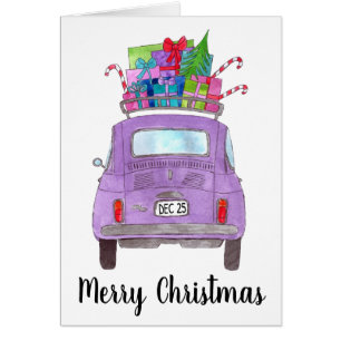 Purple Retro Fiat 500 avec cadeaux de Noël