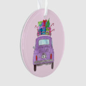 Purple Retro Fiat 500 avec cadeaux de Noël (devant)