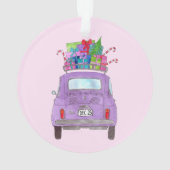Purple Retro Fiat 500 avec cadeaux de Noël (dos)