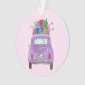 Purple Retro Fiat 500 avec cadeaux de Noël (devant)