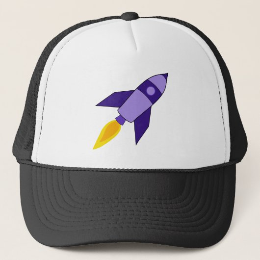 Purple Retro Rocket Trucker Hat Pet (Voorkant)