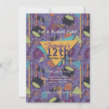 Purple Retro Witchy Halloween Invitation Anniversa