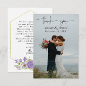 Purple rêves Carte de remerciements de fleurs styl (Devant / Derrière)