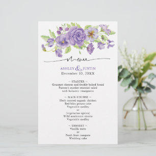 Purple rêves élégant Mariage Accueil Menu