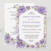 Purple rêves Faire-part de mariage de fleurs styli (Devant / Derrière)