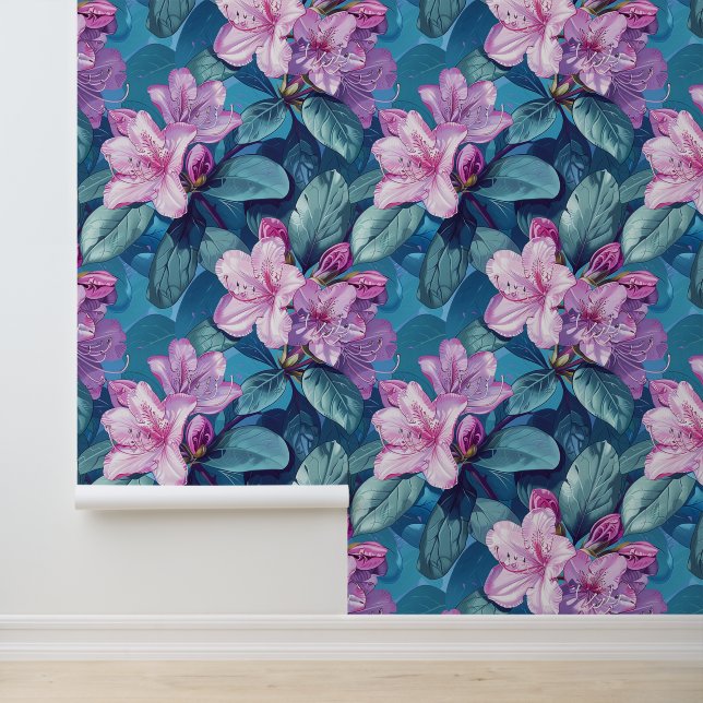 Purple rhododendron flower blossom with petals behang (Applicatie)