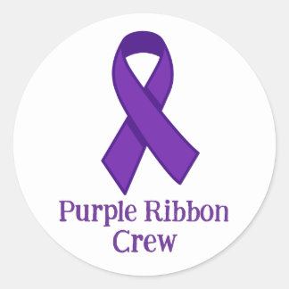 Purple Ribbon Crew Ronde Sticker