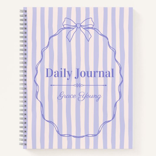 Purple Ribbon Elegant Personalized Name Custom Notitieboek (Voorkant)