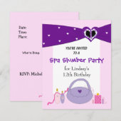 Purple Ribbon Spa Anniversaire Fête Invitation (Devant / Derrière)