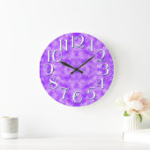 Purple Ripple Pattern Elegant Oversize Numbers Grote Klok (Huis)