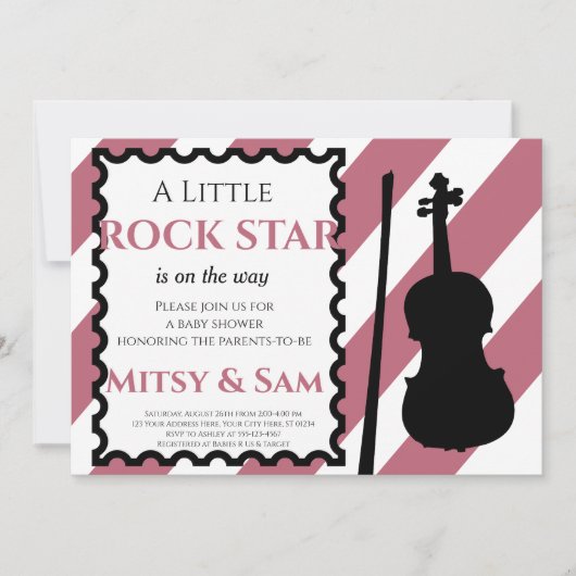 Purple Rock Star Rock a Bye Baby shower Invitation (Devant)