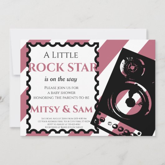 Purple Rock Star Rock a Bye Baby shower Invitation (Devant)