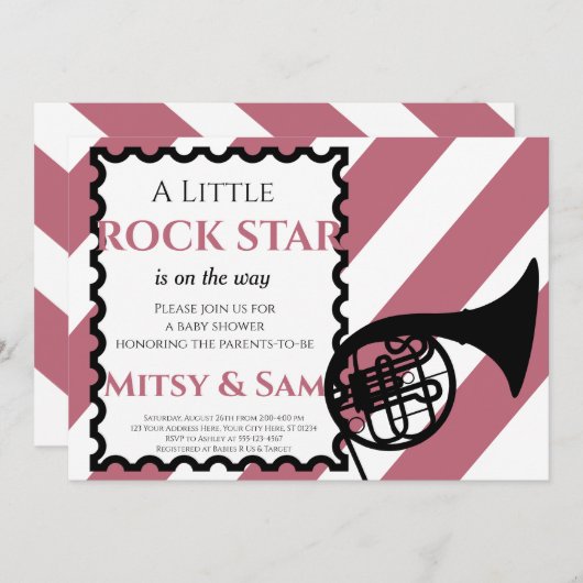 Purple Rock Star Rock a Bye Baby shower Invitation (Devant / Derrière)