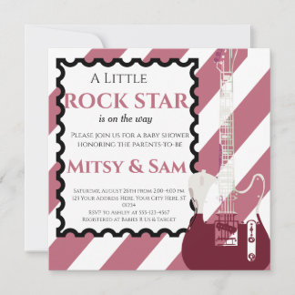 Purple Rock Star Rock a Bye Baby shower Invitation
