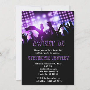 Purple Rock Star Sweet 16 Anniversaire Invitation
