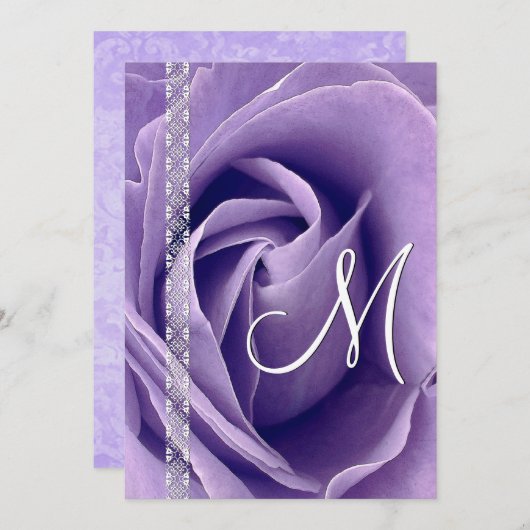 PURPLE Roos en Kant Bruiloft Template G900 Kaart (Voorkant / Achterkant)