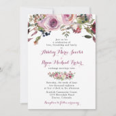 Purple rose chic Rose Faire-part de mariage floral (Devant)