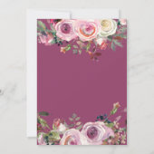 Purple rose chic Rose Faire-part de mariage floral (Dos)