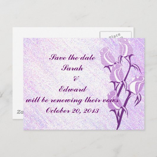 Purple Rose Enregistrer la carte postale Date (Devant / Derrière)