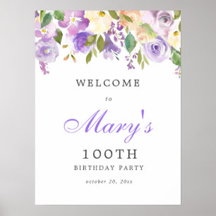 Purple Rose Floral 100e anniversaire Affiche de bi