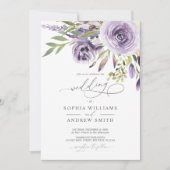 Purple Rose Floral Élégant Mariage Invitation (Devant)