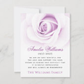 Purple rose floral funéraire sympathie carte de re (Devant)